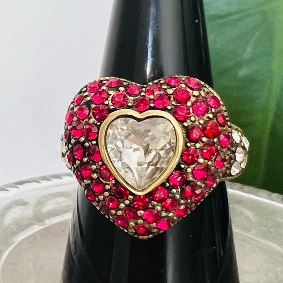 Heidi Daus “My True Love” double heart Swarovski Crystals size 10 ring - Picture 1 of 8